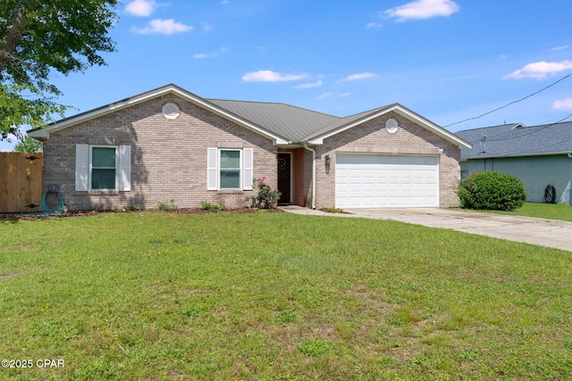1402 New Hampshire Ave, Lynn Haven, FL 32444 - ranch-style home featuring a garage, brick siding, driveway, and metal roof