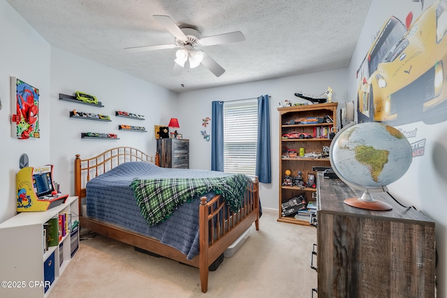 1402 New Hampshire Ave, Lynn Haven, FL 32444 - bedroom with light carpet, a textured ceiling, and a ceiling fan