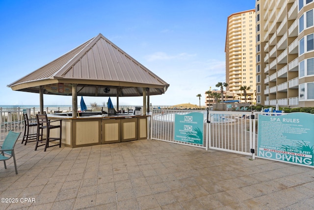 14701 Front Beach Rd Unit 1735, Panama City Beach, FL 32413 - view of patio / terrace with a bar and a gazebo