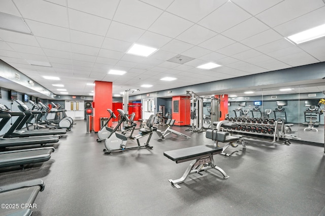 14701 Front Beach Rd Unit 1735, Panama City Beach, FL 32413 - workout area with a paneled ceiling