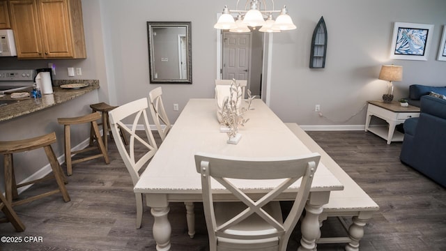 17739 Front Beach Rd Unit 1007W, Panama City Beach, FL 32413 - dining area featuring a chandelier and dark wood finished floors
