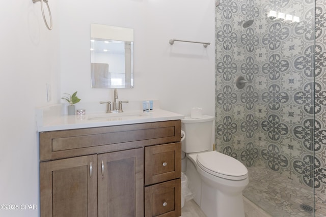 13826 Front Beach Rd, Panama City Beach, FL 32413 - bathroom with tiled shower, toilet, and vanity