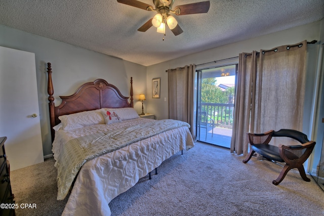 17620 Front Beach Rd Unit Y3, Panama City Beach, FL 32413 - bedroom with carpet floors, access to exterior, a textured ceiling, and ceiling fan