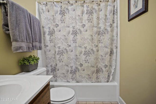 18562 Lois Fowler Rd, Blountstown, FL 32424 - full bath featuring toilet, tile patterned floors, shower / bath combo, and vanity