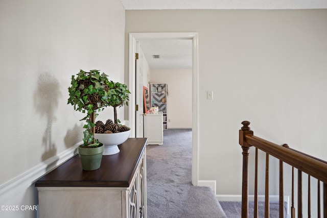18562 Lois Fowler Rd, Blountstown, FL 32424 - hall featuring carpet and an upstairs landing