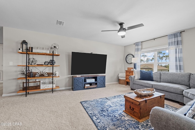 160 James Way, Southport, FL 32409 - carpeted living area with ceiling fan and baseboards