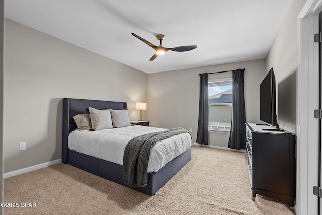 160 James Way, Southport, FL 32409 - bedroom with light colored carpet, baseboards, and a ceiling fan
