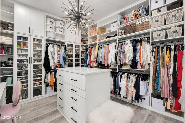 135 Buddy St, Santa Rosa Beach, FL 32459 - spacious closet with a chandelier and light wood finished floors