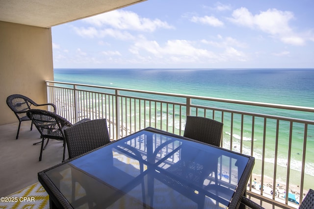 14701 Front Beach Rd Unit 1727, Panama City Beach, FL 32413 - balcony with view of water and beach and outdoor dining space