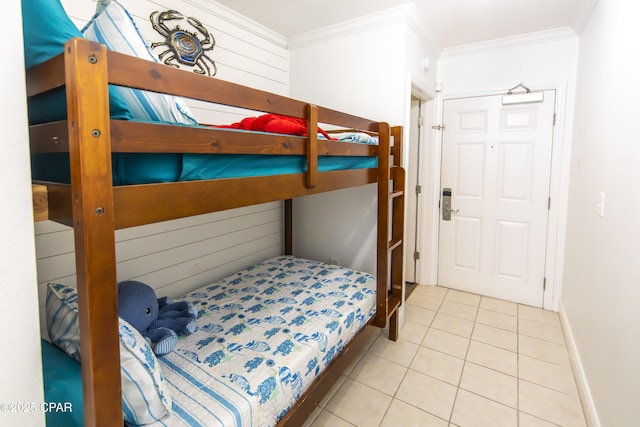 14701 Front Beach Rd Unit 1727, Panama City Beach, FL 32413 - bedroom with crown molding, tile patterned floors, and baseboards