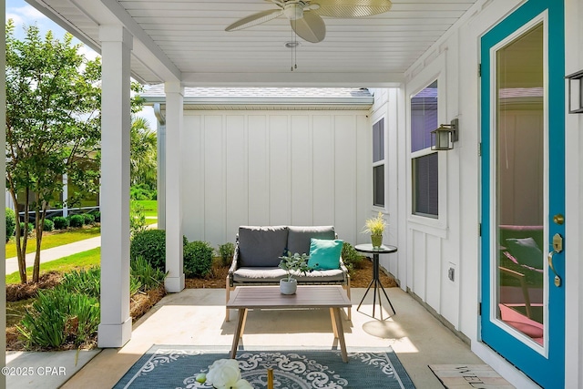 8636 Conch Shell Ct, Panama City Beach, FL 32413 - view of patio / terrace with ceiling fan and an outdoor hangout area