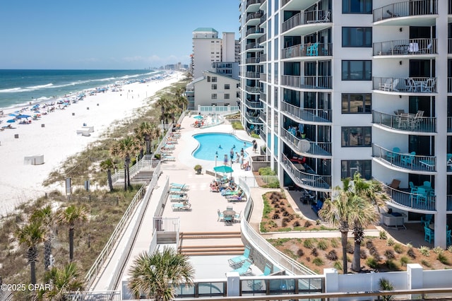 6201 Thomas Dr Unit 202, Panama City Beach, FL 32408 - bird's eye view of expansive beach, apartment complex, and a pool area