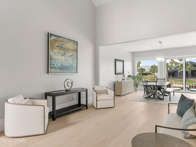 1507 Trout Ln, Panama City Beach, FL 32408 - living area featuring light wood-type flooring, baseboards, and recessed lighting