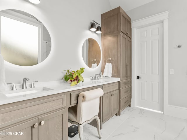1507 Trout Ln, Panama City Beach, FL 32408 - full bathroom with double vanity and marble finish floors