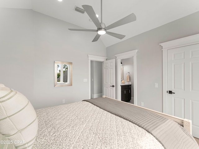 1507 Trout Ln, Panama City Beach, FL 32408 - bedroom featuring lofted ceiling and a ceiling fan