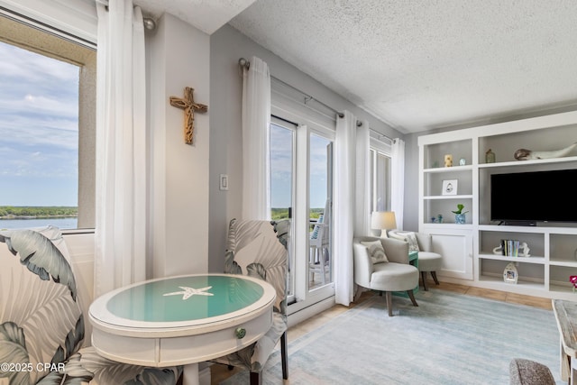 23223 Front Beach Rd Unit A704, Panama City Beach, FL 32413 - rec room with a textured ceiling, built in features, and a water view
