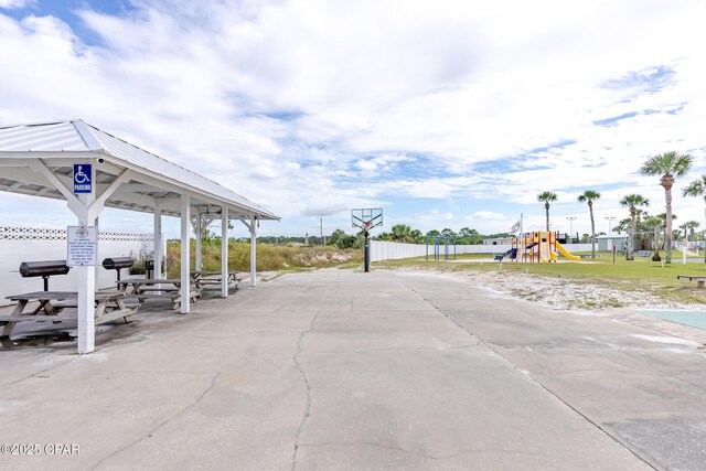 23223 Front Beach Rd Unit A704, Panama City Beach, FL 32413 - view of patio / terrace featuring a gazebo