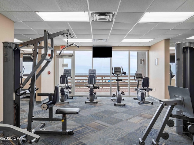 16819 Front Beach Rd Unit 2800, Panama City Beach, FL 32413 - gym featuring a drop ceiling