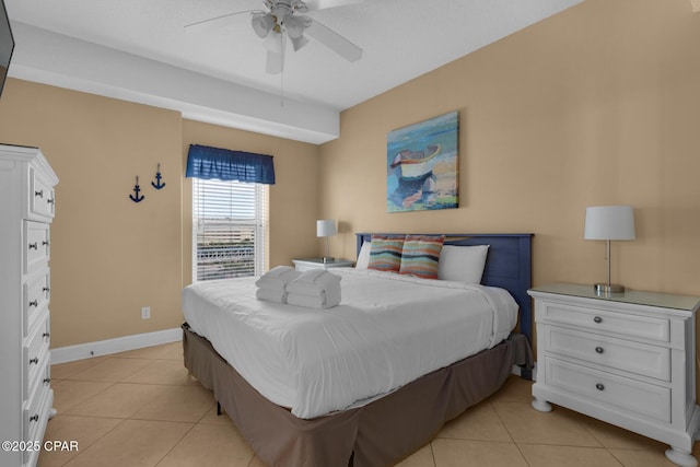 10519 Front Beach Rd Unit 601A, Panama City Beach, FL 32407 - bedroom with light tile patterned flooring, baseboards, and a ceiling fan