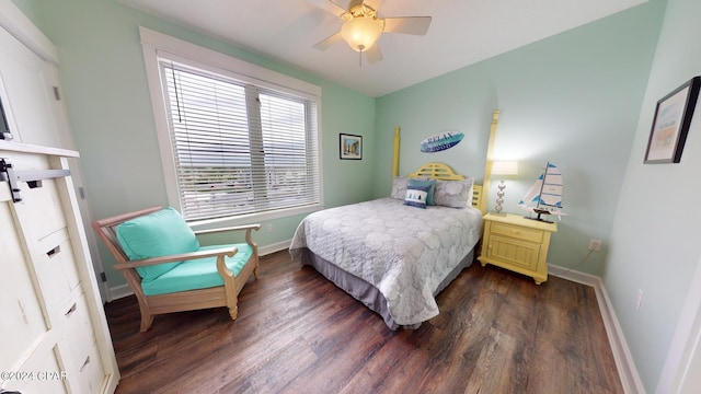 11800 Front Beach Rd Unit 2-201, Panama City Beach, FL 32407 - bedroom featuring dark wood finished floors, baseboards, and ceiling fan