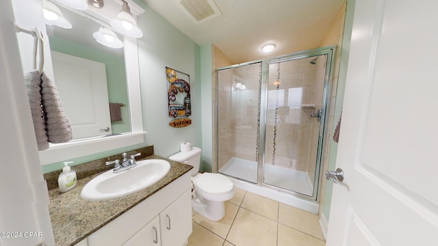 11800 Front Beach Rd Unit 2-201, Panama City Beach, FL 32407 - bathroom featuring tile patterned floors, vanity, a shower stall, and toilet