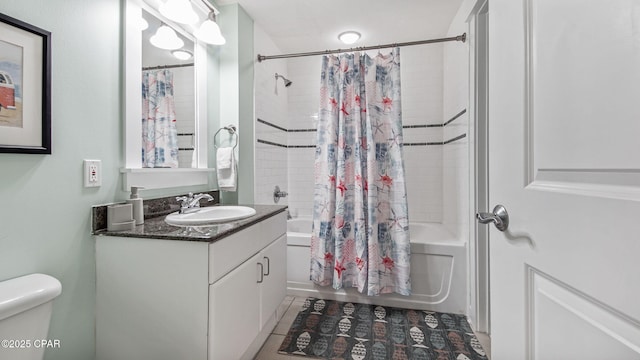 11800 Front Beach Rd Unit 2-201, Panama City Beach, FL 32407 - bathroom with vanity, toilet, and shower / tub combo with curtain
