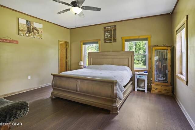 133 Devane Rd, Chattahoochee, FL 32324 - bedroom featuring multiple windows, dark wood finished floors, baseboards, and ceiling fan
