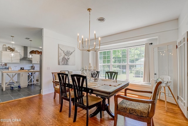 5138 8th Ave, Malone, FL 32445 - dining room featuring wood finished floors and a chandelier