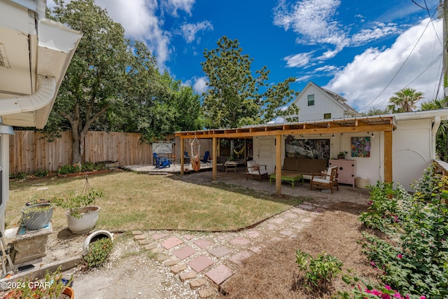 5821 S Lagoon Dr, Panama City, FL 32408 - view of yard with a patio and an outdoor hangout area