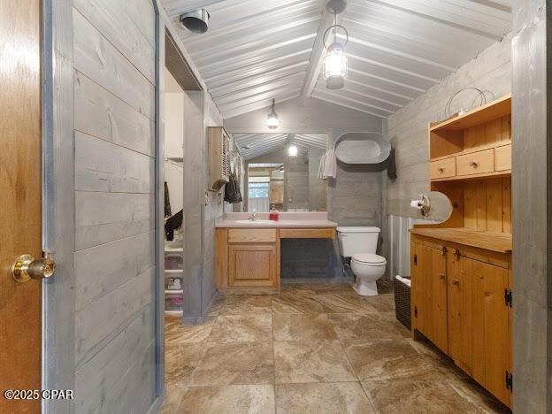 2921 Ambus Ln, Chipley, FL 32428 - full bathroom with lofted ceiling, vanity, and toilet