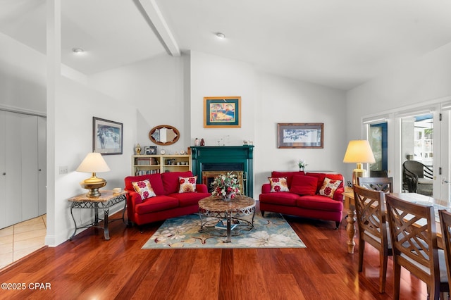 1110 Redfish Cir, Panama City, FL 32408 - living room with wood finished floors, a fireplace, and baseboards