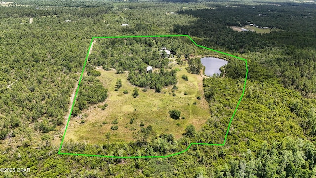 24197 NW Pine Tree Trl, Fountain, FL 32438 - aerial overview of property's location featuring property boundaries highlighted and a nearby body of water