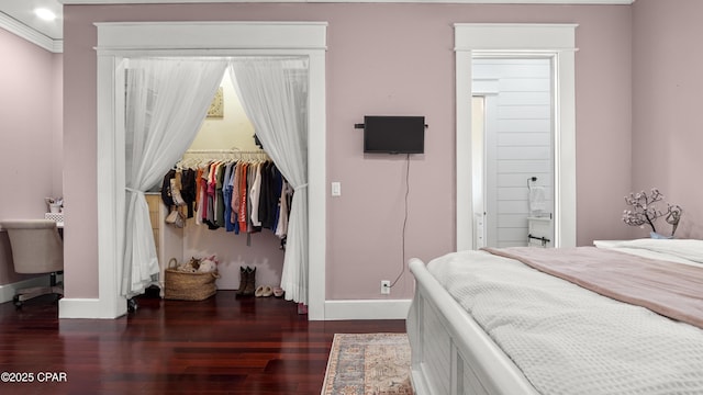24197 NW Pine Tree Trl, Fountain, FL 32438 - bedroom with wood finished floors, a closet, and a walk in closet
