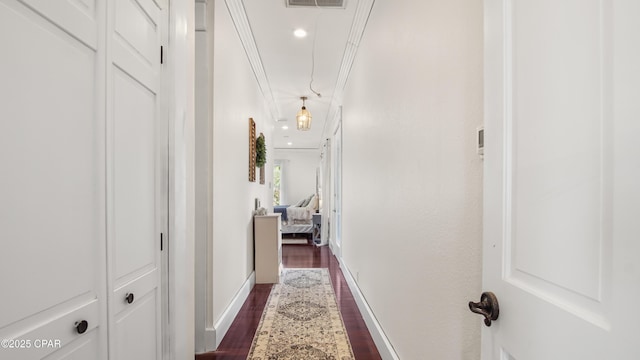 24197 NW Pine Tree Trl, Fountain, FL 32438 - corridor featuring dark wood finished floors and baseboards