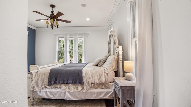 24197 NW Pine Tree Trl, Fountain, FL 32438 - bedroom featuring ornamental molding and recessed lighting