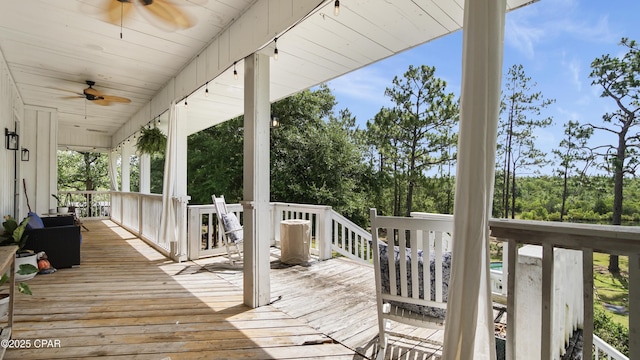 24197 NW Pine Tree Trl, Fountain, FL 32438 - deck with ceiling fan