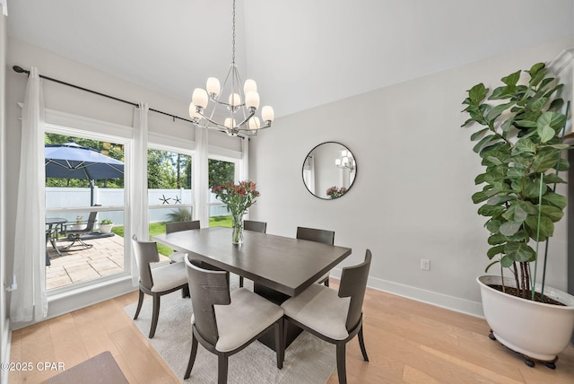 2012 Frankford Point Rd, Panama City, FL 32405 - dining area with light wood-style flooring, a chandelier, and baseboards