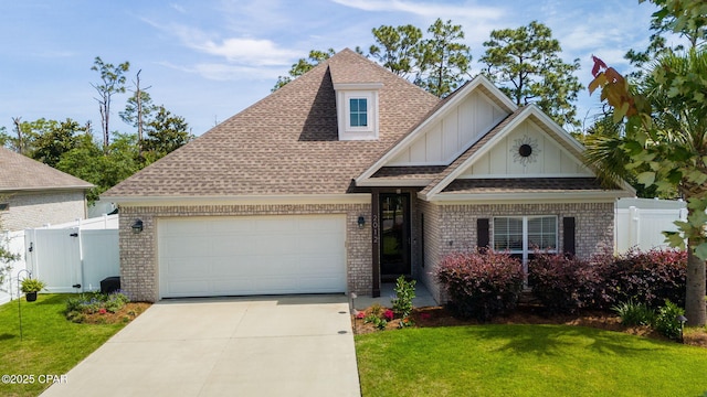 2012 Frankford Point Rd, Panama City, FL 32405 - view of front of home featuring brick siding, a garage, board and batten siding, and concrete driveway