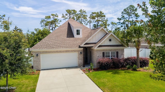 2012 Frankford Point Rd, Panama City, FL 32405 - view of front facade with brick siding, a garage, board and batten siding, driveway, and roof with shingles