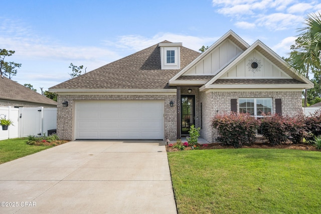2012 Frankford Point Rd, Panama City, FL 32405 - view of front of house with brick siding, board and batten siding, an attached garage, and concrete driveway