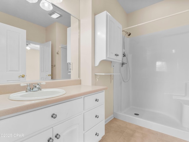 1406 New Jersey Ave, Lynn Haven, FL 32444 - bathroom featuring vanity, a shower, and tile patterned floors