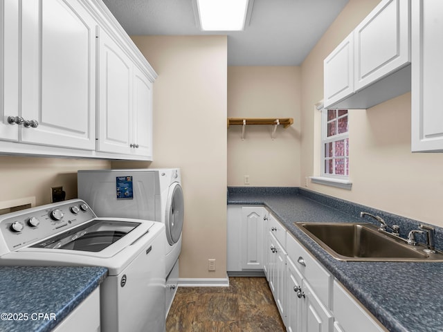 1406 New Jersey Ave, Lynn Haven, FL 32444 - washroom featuring separate washer and dryer, cabinet space, and baseboards