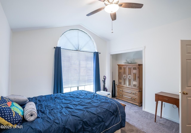 2712 Woodmere Dr, Panama City, FL 32405 - bedroom with carpet, lofted ceiling, ceiling fan, and baseboards
