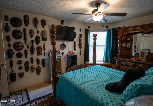 2712 Woodmere Dr, Panama City, FL 32405 - carpeted bedroom featuring a textured ceiling and ceiling fan