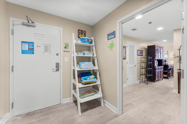 17739 Front Beach Rd Unit 1501W, Panama City Beach, FL 32413 - foyer with light wood-type flooring, baseboards, and recessed lighting