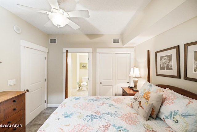 11807 Front Beach Rd Unit 1-706, Panama City Beach, FL 32407 - bedroom with a closet, connected bathroom, and ceiling fan