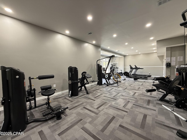 17462 Front Beach Rd Unit 11C1, Panama City Beach, FL 32413 - workout area featuring carpet and recessed lighting