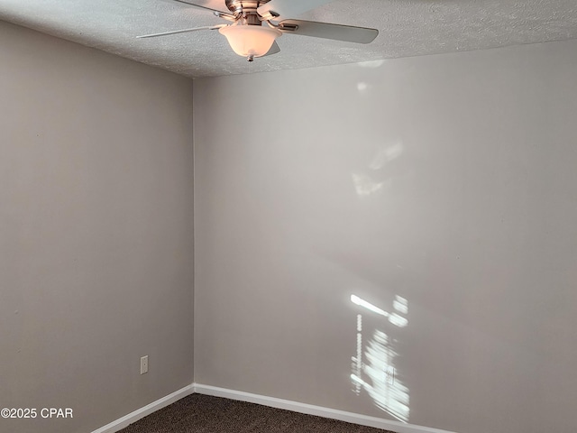 5432-5434 Sunset, Panama City, FL 32408 - unfurnished room with ceiling fan, baseboards, dark carpet, and a textured ceiling