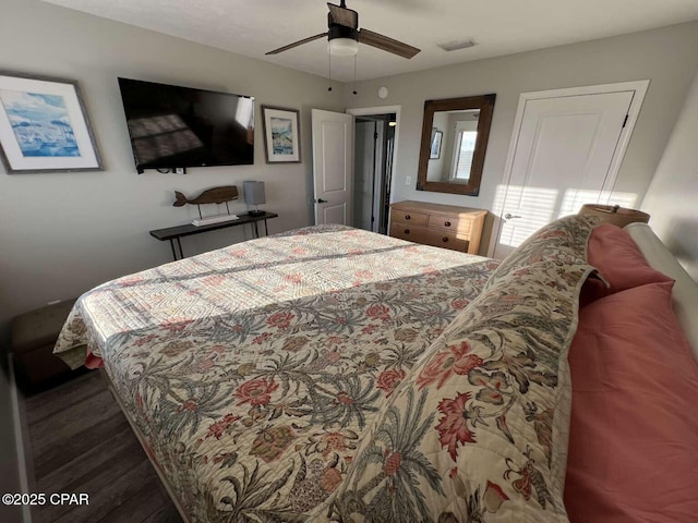 17214 Front Beach Rd Unit G-4, Panama City Beach, FL 32413 - bedroom with wood finished floors and ceiling fan