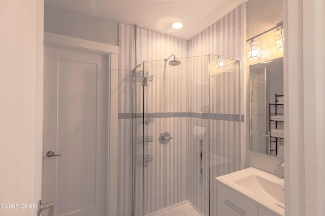 17735 Front Beach Rd Unit 2, Panama City Beach, FL 32413 - full bathroom featuring an enclosed shower and vanity